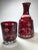 Vintage Bohemian Ruby to Clear Cut Glass Bedside Water Crafe and Drinking Glass Set- 2 Pieces For Sale - Image 4 of 7