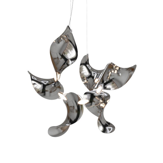 Dune 6 Cluster Pendant Light with Silver Polished Shades by Daniel Becker For Sale - Image 6 of 6