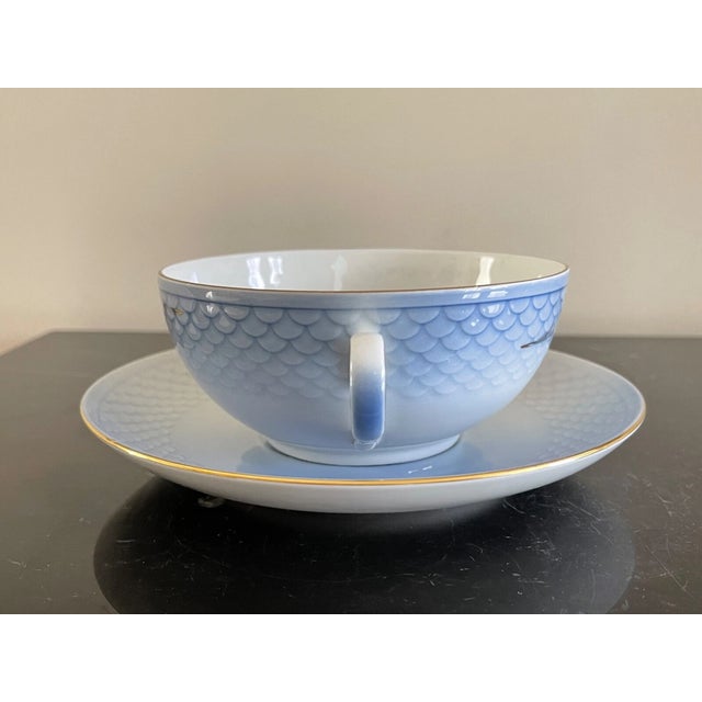 1990s Vintage Mid-Century Modern Bing and Grondahl B&g Seagull Flat Cream Soup Bowl For Sale - Image 5 of 6