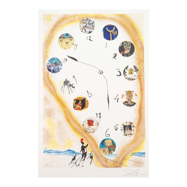 Modern Surrealism Lithograph in the Style of Salvador Dali Time & Space Framed For Sale