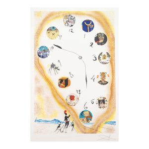 Modern Surrealism Lithograph in the Style of Salvador Dali Time & Space Framed