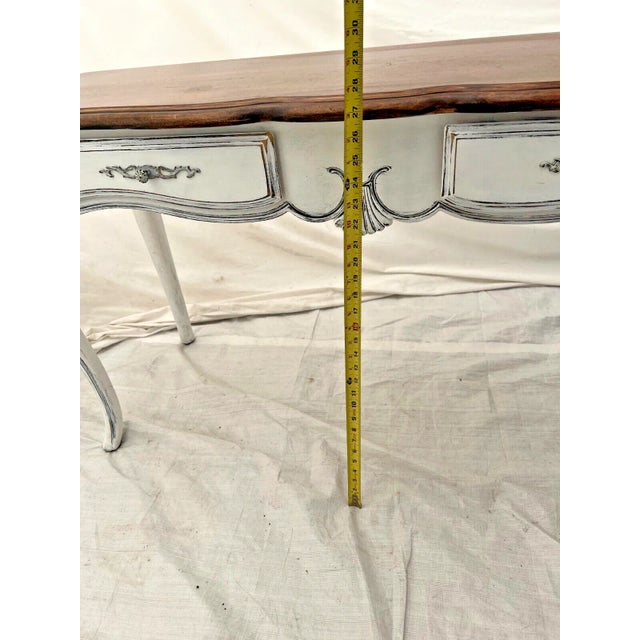 1990s Ethan Allen Sofa Table Console French Country Factory Painted Distressed 26-9301 For Sale - Image 5 of 11