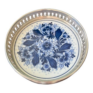 Vintage Delft Westraven Wine Bottle Coaster For Sale