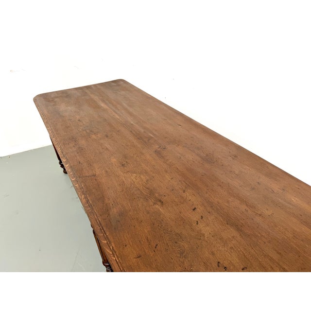 Wood Oak Table with Turned Legs, 1900 For Sale - Image 7 of 18