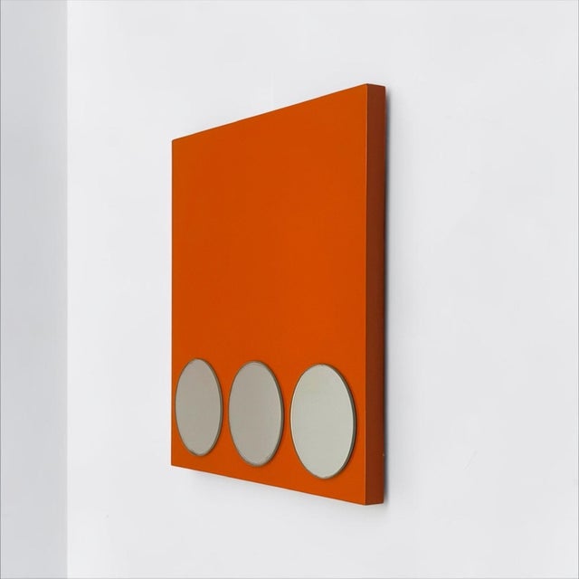 Geometric Orange Triple Wall Mirror, 1980s For Sale - Image 6 of 13