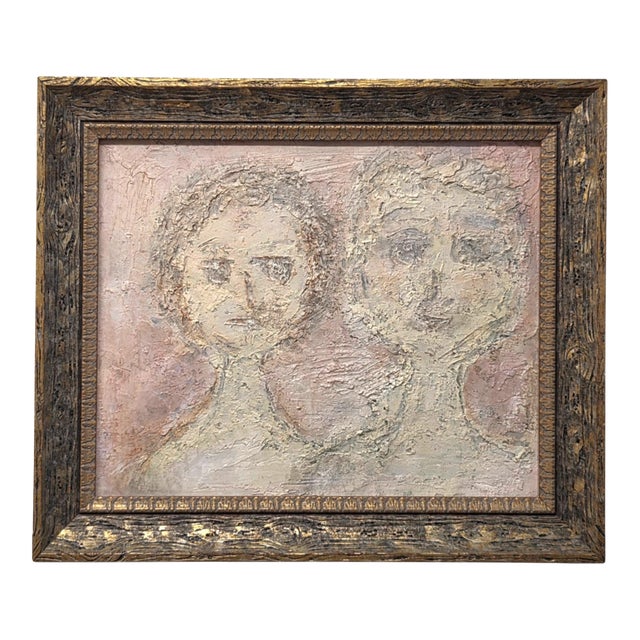 Brutalist Expressionist Double Portrait by Carmel Foglia De La Pena For Sale