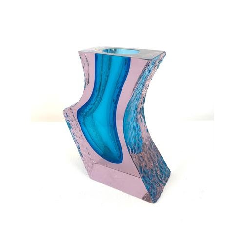 Murano Glass Sculptural Vase in Light Blue and Purple from Alessandro Mandruzzato, 1960s For Sale - Image 4 of 12