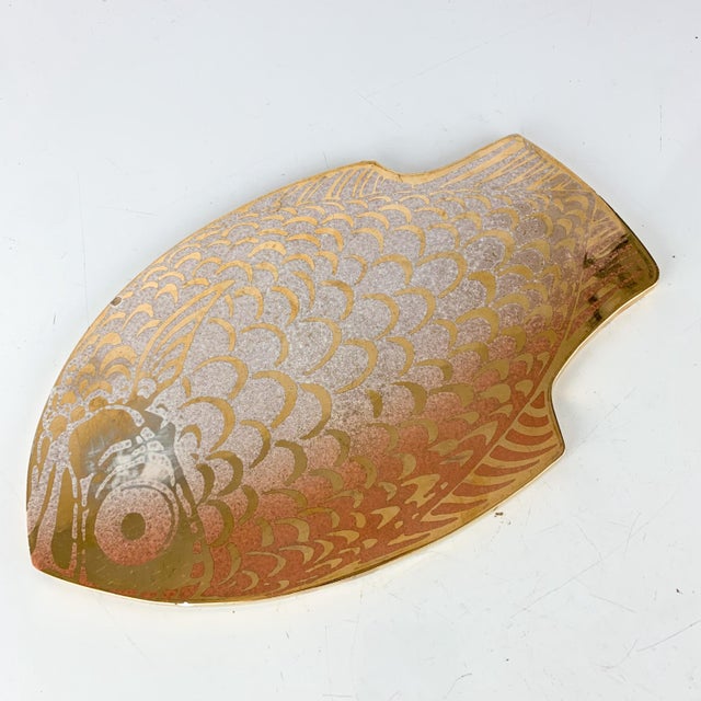 Copper Rare Vintage Ernest Sohn Fish Art Pottery Tray Mid Century Modern Wall Hanging For Sale - Image 8 of 11