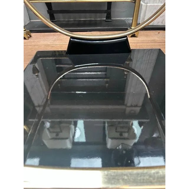 Black Lacquered and Brass End Tables, 1980s, Set of 2 For Sale - Image 12 of 13