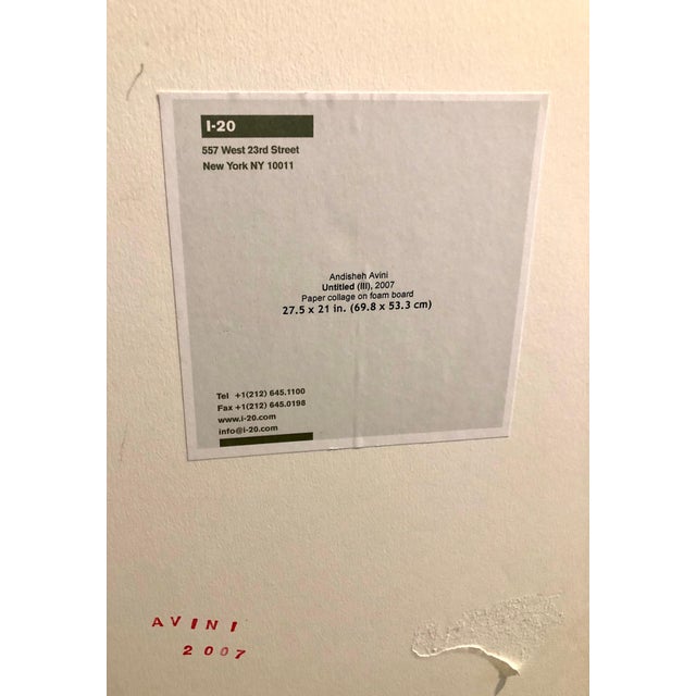 Contemporary Andisheh Avini, Shaped Collage Painting in Carved Wood Frame Iranian American Contemporary Art, 2007 For Sale - Image 3 of 17