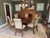 Brown Solid Wood Dining Table and Eight Chairs For Sale - Image 8 of 8
