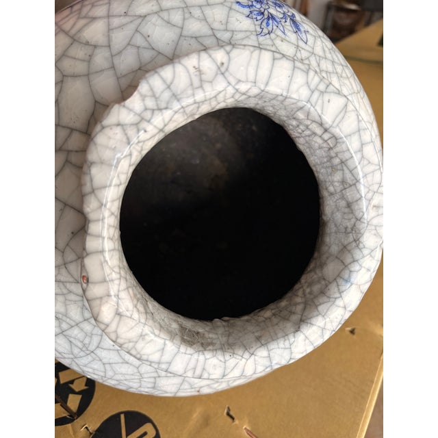 Vintage Large French Clay Crackle Glaze Set of 2 Pots Urn Vase For Sale - Image 11 of 16