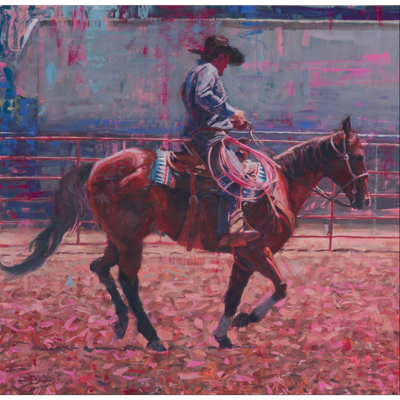 Pink Rope by Jeff Slemons | Gouache On Illustration Board Horseback ...