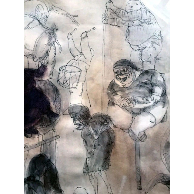 Modern Framed Drawing by Mexican Artist José Luis Cuevas For Sale - Image 3 of 8