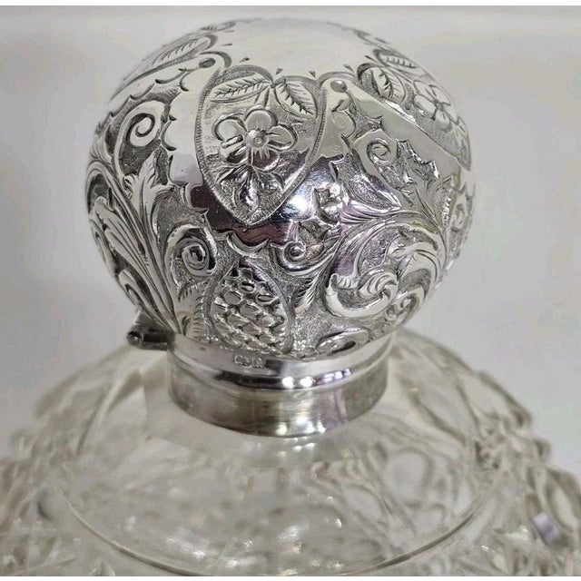 Gold Antique Art Nouveau Cut Glass Scent Bottle from Henry Bushell & Co, Birmingham, 1902 For Sale - Image 8 of 18