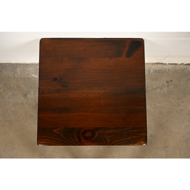 Wood Ethan Allen Rustic European Solid Pine Pedestal Side Table or Cocktail Table, Circa 1970s For Sale - Image 7 of 13