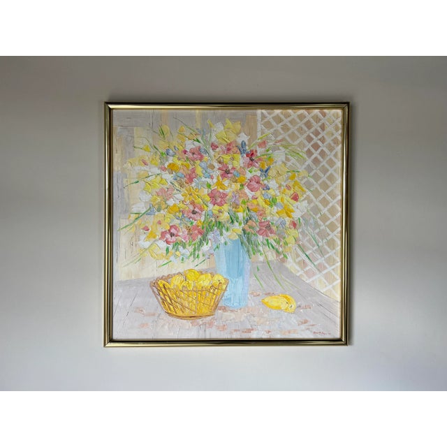 1970's Kenneth Kayl Heavy Impasto Floral Still Life Oil Painting, Framed For Sale - Image 13 of 13