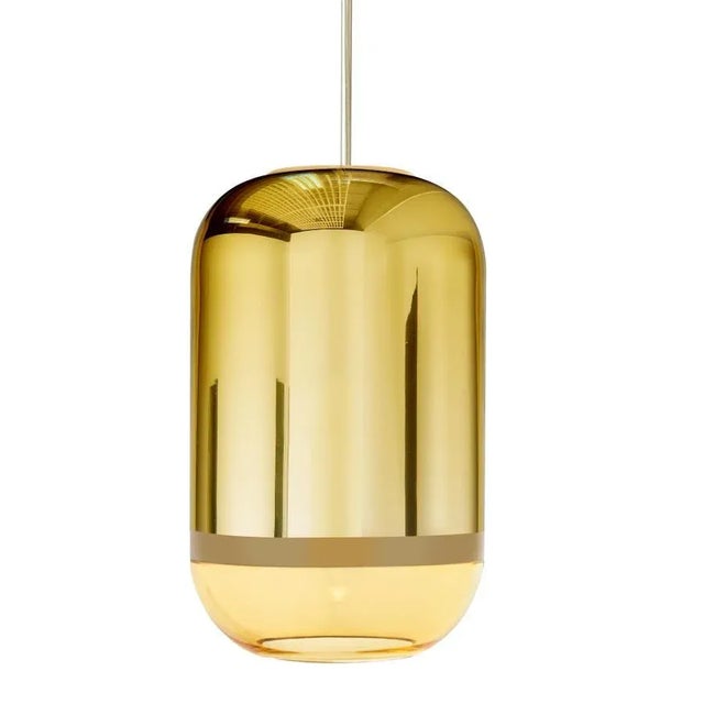 A large, handsome hand-blown glass orb has been incised, then painted both outside and in. The result is a reflective...