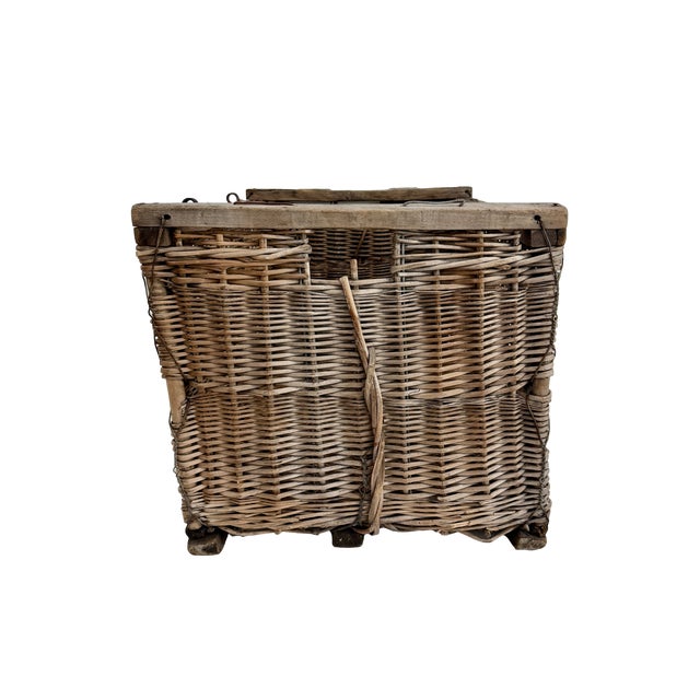 Gray Antique French Wicker Wine Bottle Storage Crate For Sale - Image 8 of 11