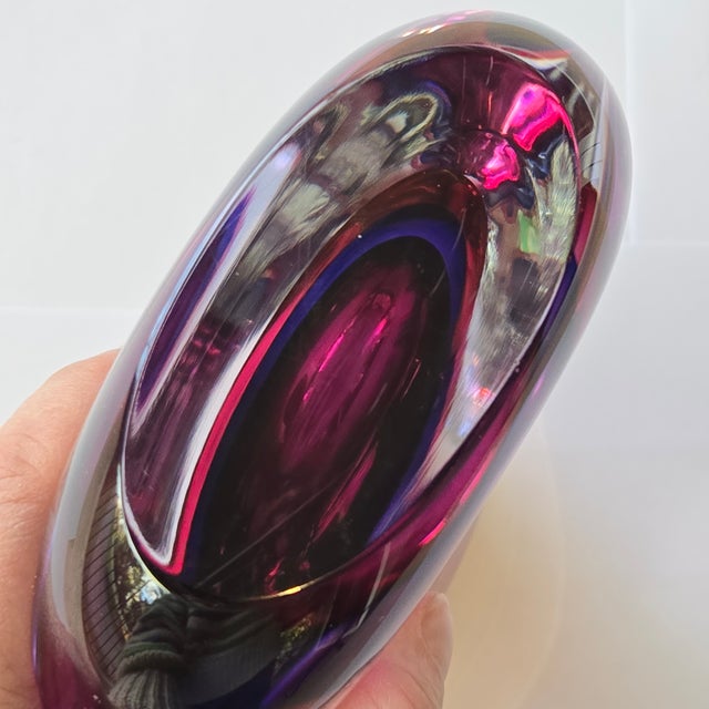 Glass Sommerso Art Glass Vase Hand Blown 7.5in Purple Blue Italian Murano For Sale - Image 7 of 8