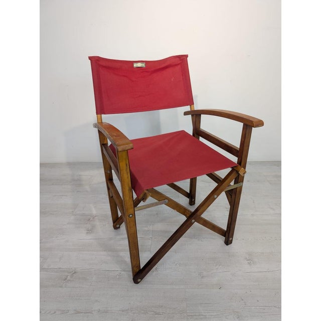 Vintage Wooden Directors Chair in Fabric For Sale - Image 12 of 12