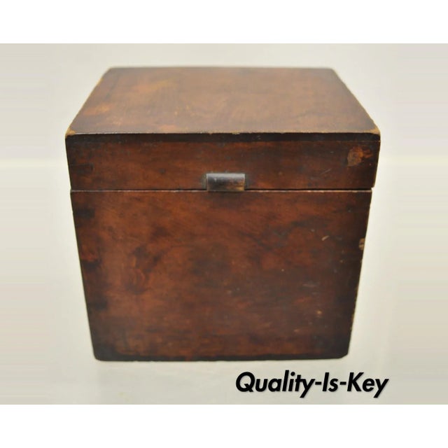 Antique English Walnut Tea Caddy Small Desk Box Victorian With Dovetail For Sale - Image 13 of 13