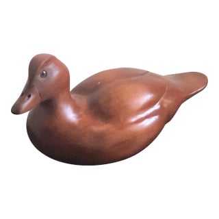 Vintage Hand-Carved Redwood Buffelhead Duck For Sale