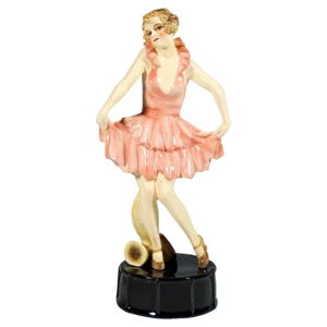 Art Deco Dancer Posing on Drum attributed to Josef Lorenzl from Goldscheider, 1926