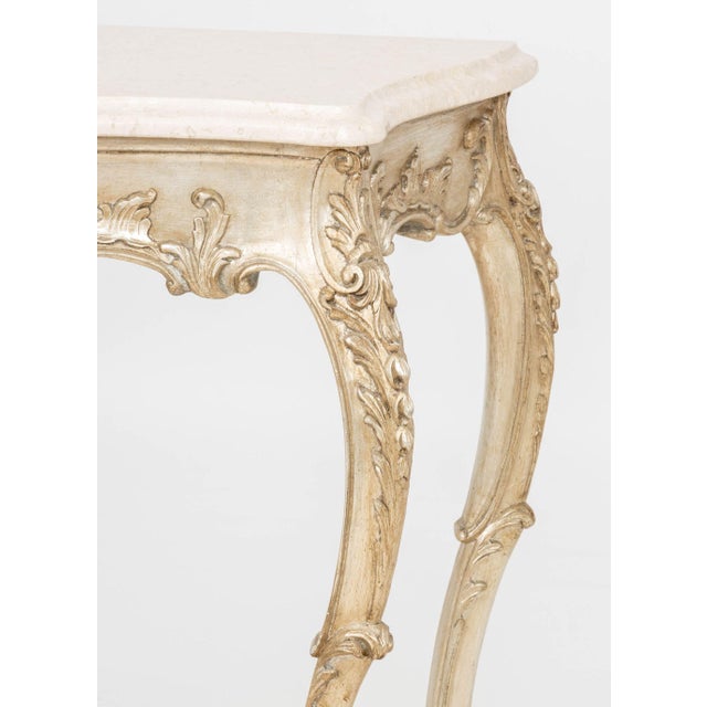 Italian Rococo Style Silvered Wood Console Table For Sale - Image 4 of 9