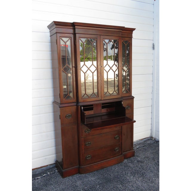 Maddox Mahogany Breakfront China Display Cupboard Chairish