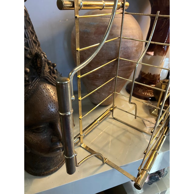 1970s 1970s Brass Mid Century Modern Magazine Rack For Sale - Image 5 of 9
