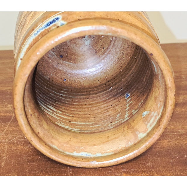 Brown Vintage 1987 Studio Pottery Vase by Bill Heyduck For Sale - Image 8 of 11