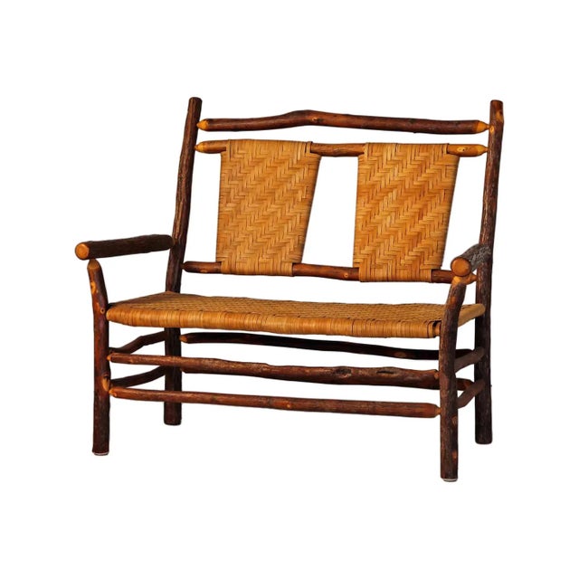 Wood Vintage Artisan Made Hickory Bench For Sale - Image 7 of 7