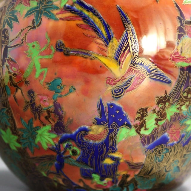 Wedgwood Flame Fairyland Lustre 'Fairy Slide' Covered Vase For Sale - Image 12 of 12