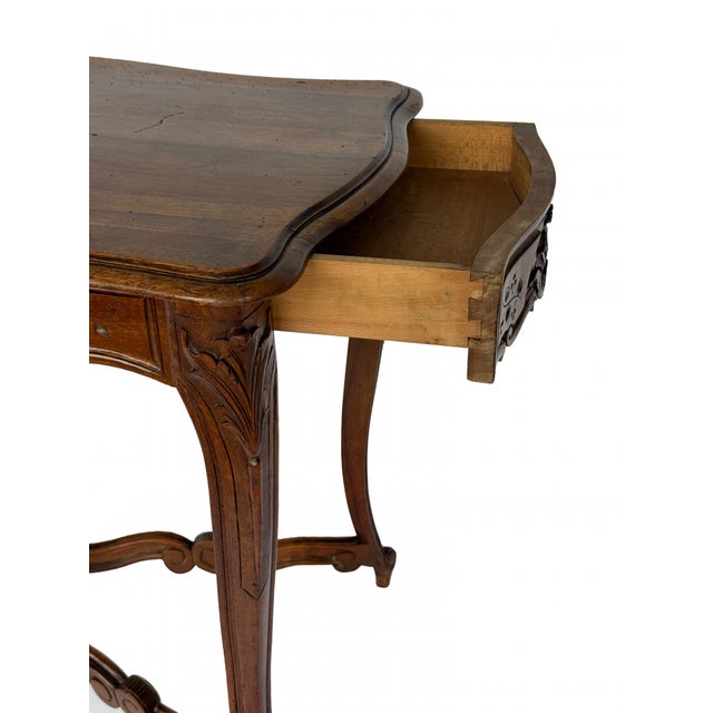 19th Century Provincial French Louis XV Style Center Table With X-Form Stretcher For Sale In Boston - Image 6 of 6