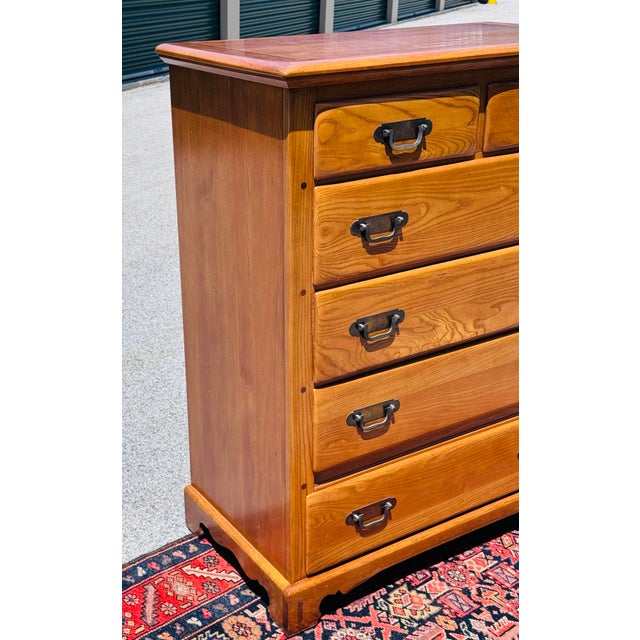 Boho Chic Vintage 1970s Link Taylor “Countryside” Oak 6-Drawer Tall Dresser For Sale - Image 3 of 11