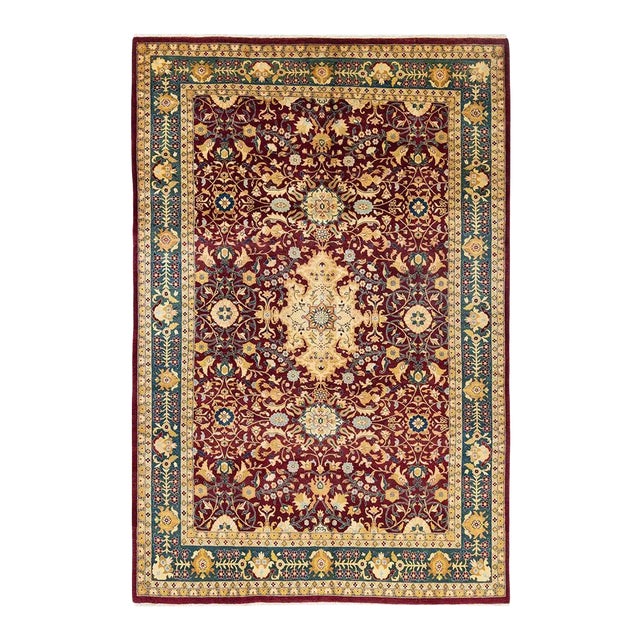 Mogul Collection Hand-Knotted Area Rug - Red 5' 10" x 8' 10" For Sale
