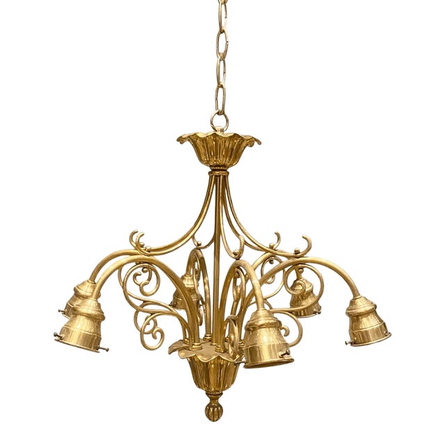 20th Century Antique Brass Dutch Style Chandelier For Sale