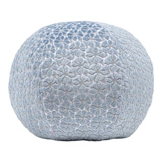 The House Of Scalamandré Petal Velvet Circle Pillow In Cornflower For Sale