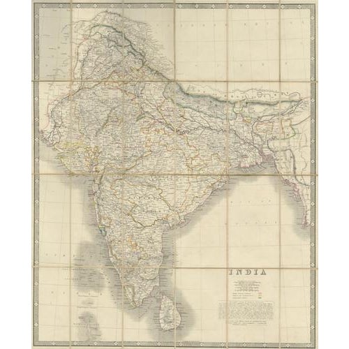 Johnstons Travelling Map of India on Linen in Original Cloth, 1857 For Sale - Image 3 of 14