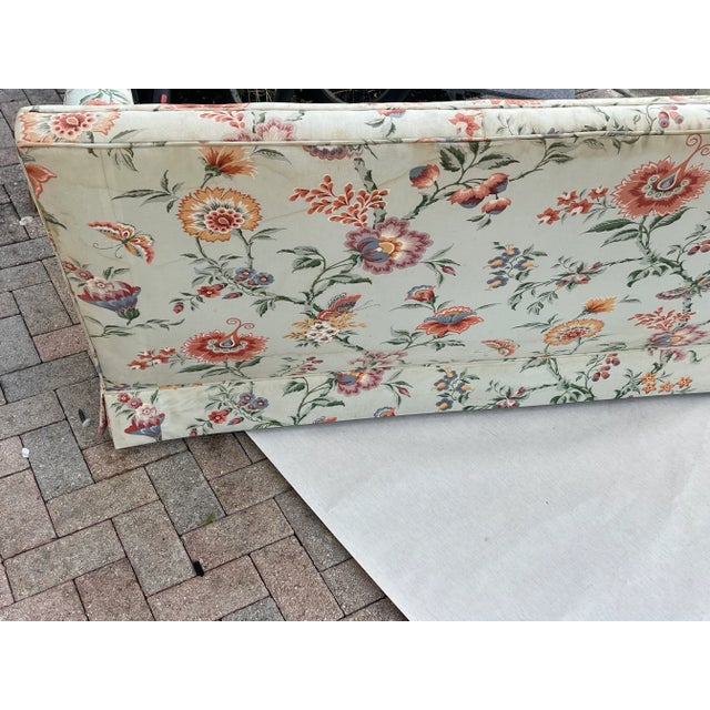 Mid 20 Th C Vintage Floral Chintz Loveseat Sofa Blue Orange For Sale - Image 9 of 14