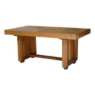 Vintage Art Deco Oak Table by Léon and Maurice Jallot, 1940s For Sale