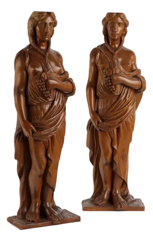 Modern Sculptures Female Figures in Walnut, Italy, 1970s, Set of 2