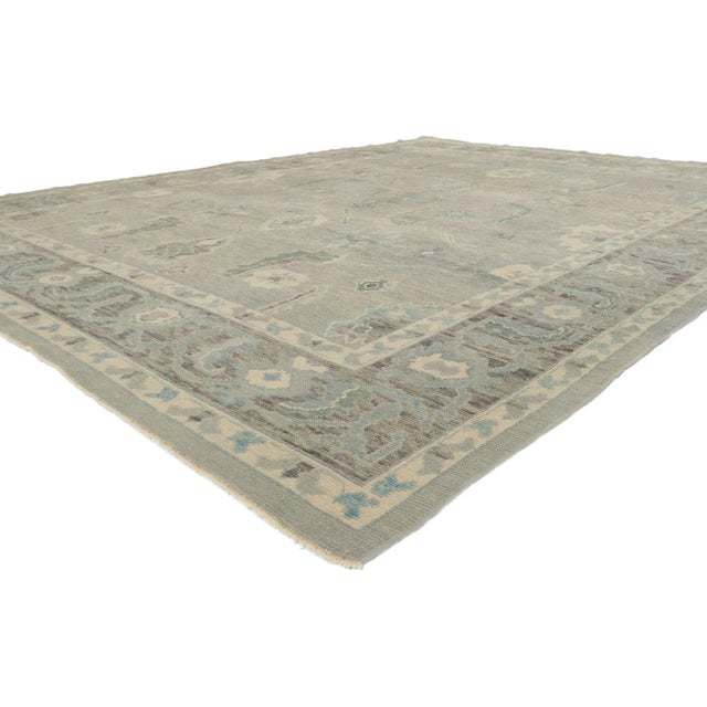53803 Turkish Oushak Rug with Modern Style, 09'05 x 12'06. Polished and playful, this hand-knotted wool contemporary...