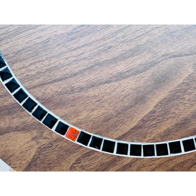 Wood Vintage 1960s Round Side Table With Tile Top Accent Teak Legs For Sale - Image 7 of 12