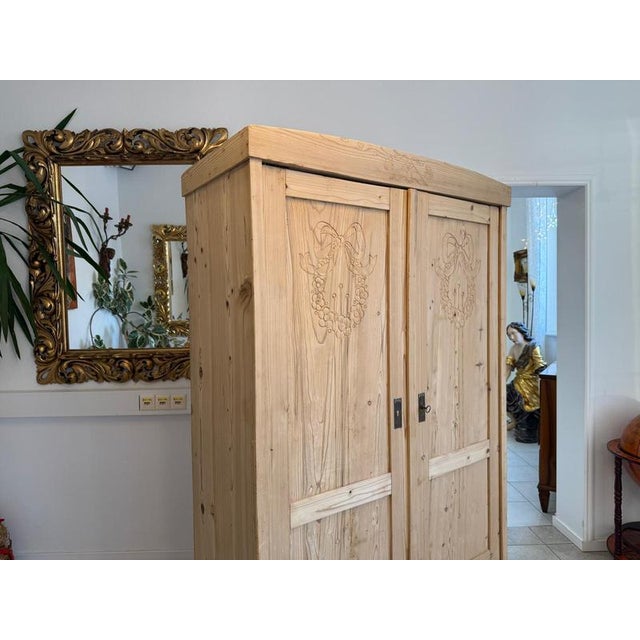 Wood Art Nouveau Farmhouse Cupboard in Spruce For Sale - Image 7 of 17
