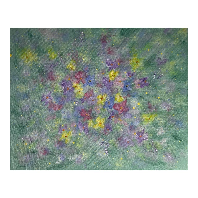 "Flowering 4" Floral Wall Art Acrylic Painting on Stretched Canvas For Sale