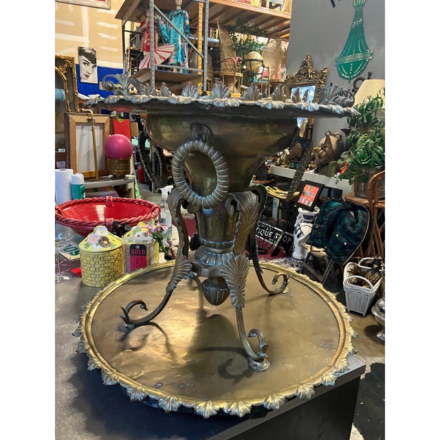 Metal Large Vintage Brass Detailed Samovar and Decorative Stand, Champagne Bucket, Bowl For Sale - Image 7 of 12