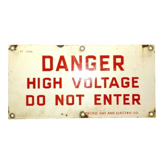 Vintage Danger Porcelain Sign by PG&E For Sale