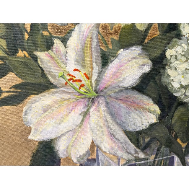 Nancy Paris Pruden "Golden Wedding" Contemporary Gold Leaf Naturalistic Floral Still Life Painting, 2020s For Sale - Image 12 of 12